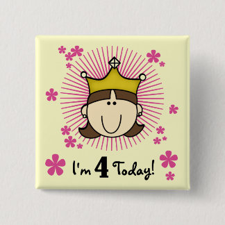 Princesss 4th Birthday Tshirts and Gifts 15 Cm Square Badge
