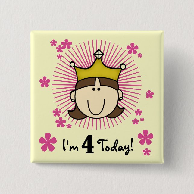 Princesss 4th Birthday Tshirts and Gifts 15 Cm Square Badge (Front)