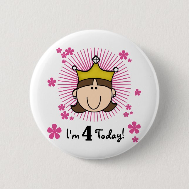 Princesss 4th Birthday Tshirts and Gifts 6 Cm Round Badge (Front)
