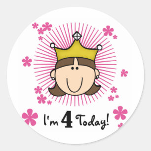 Princesss 4th Birthday Tshirts and Gifts Classic Round Sticker