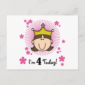 Princesss 4th Birthday Tshirts and Gifts Postcard
