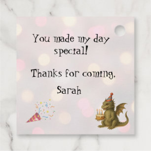 Princess's Birthday Dragon Folded Greeting Card Favour Tags