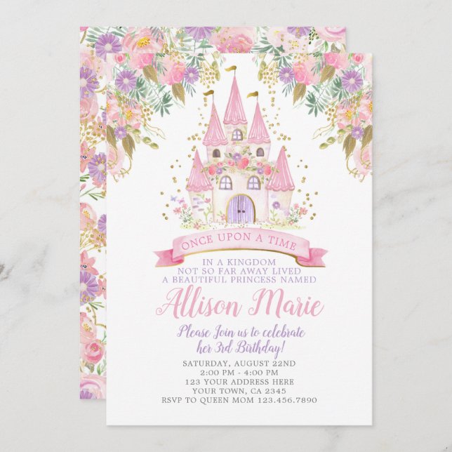 Princess's Birthday Invitation (Front/Back)