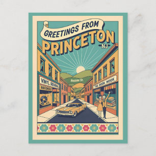 Princeton NJ Nassau St Vintage Style Postcard