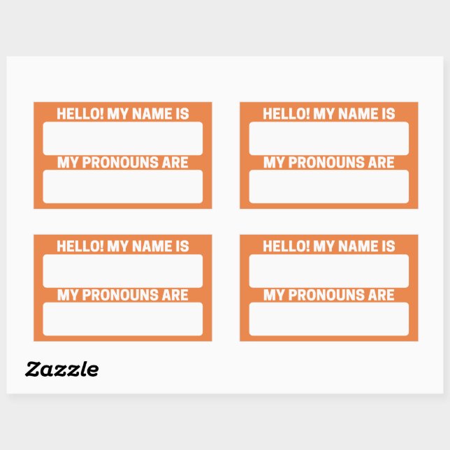 Princeton Orange Name & Pronoun Labels (Sheet)