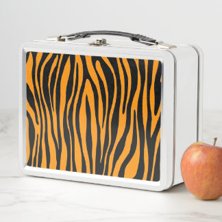 Princeton Orange Zebra Print Metal Lunch Box