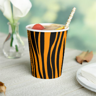 Princeton Orange Zebra Print Paper Cups