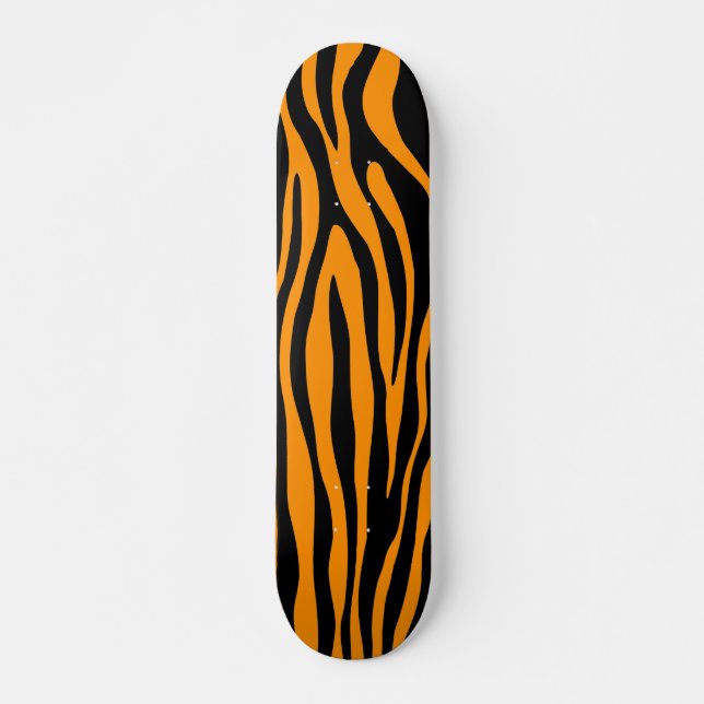 Princeton Orange Zebra Print Skateboard (Front)