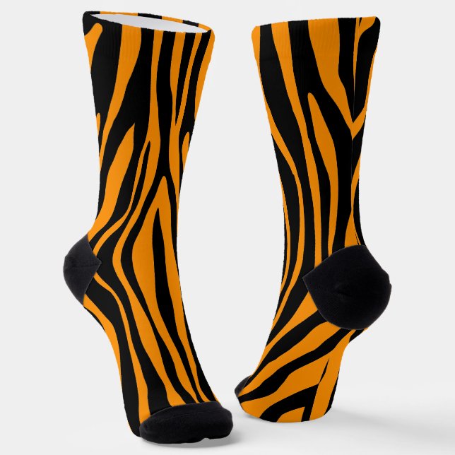Princeton Orange Zebra Print Socks (Angled)