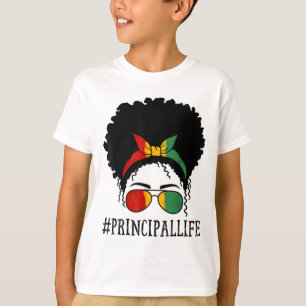 Principal African Women Messy Bun Black History Mo T-Shirt