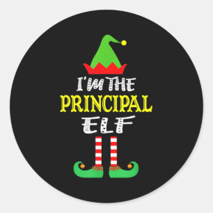 Principal Elf Matching Family Group Christmas Classic Round Sticker
