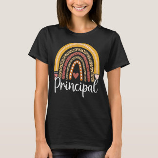 Principal First Day Of School Teacher Rainbow Back T-Shirt