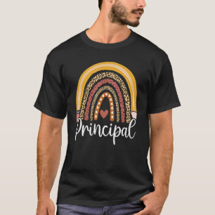 Principal First Day Of School Teacher Rainbow Back T-Shirt