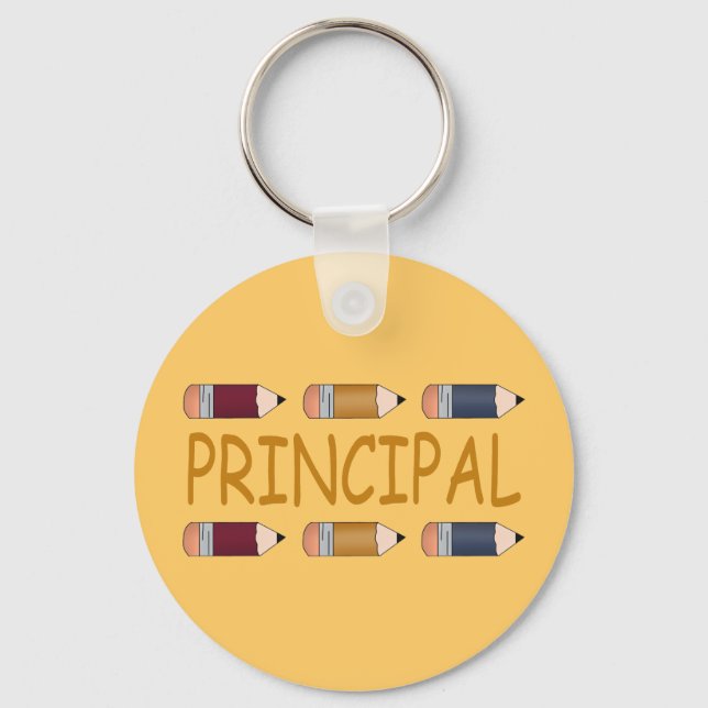 Principal Gift With Pencil Border Key Ring (Front)