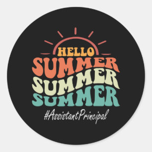Principal Groovy Last Day Of School Hello Summer Classic Round Sticker
