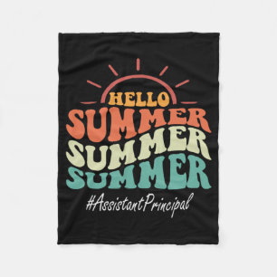 Principal Groovy Last Day Of School Hello Summer  Fleece Blanket
