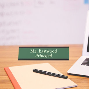 Principal In Green Desk Name Plate