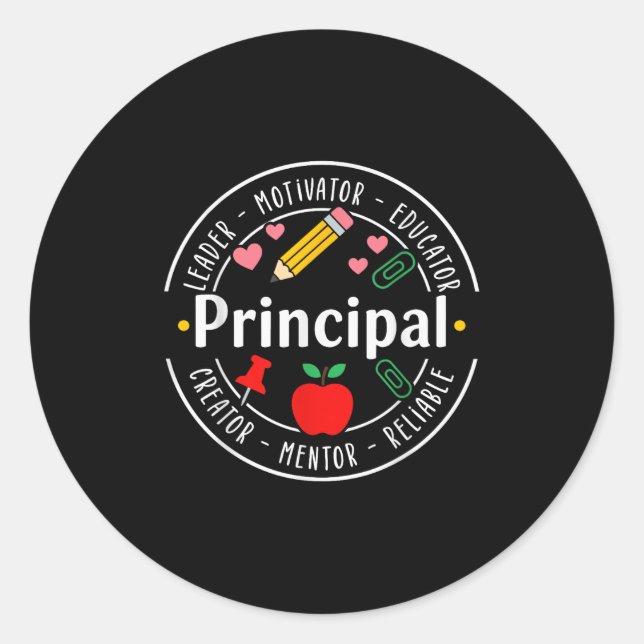 Principal Leader Motivator First Day Back To Schoo Classic Round Sticker (Front)