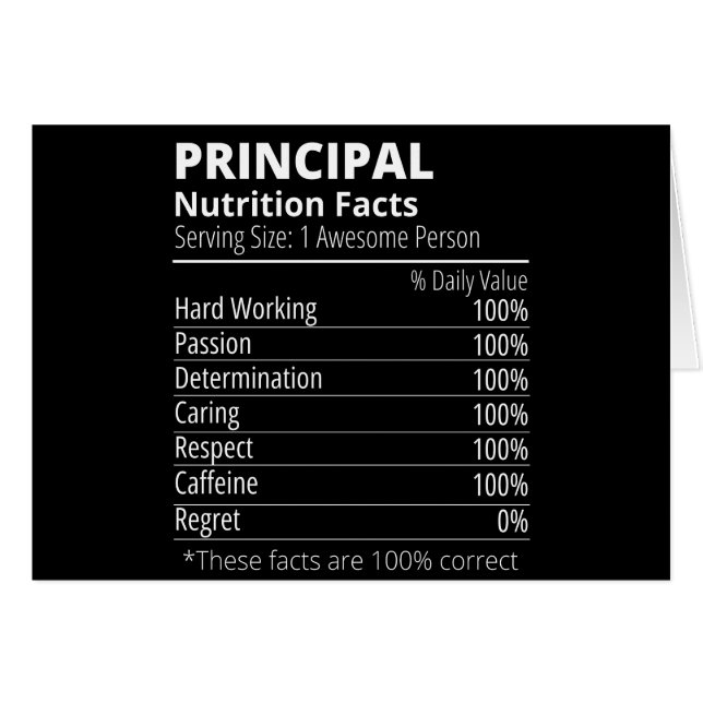 Principal Nutrition Facts Funny (Front Horizontal)