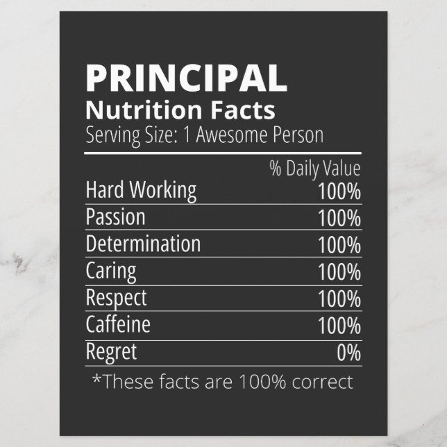 Principal Nutrition Facts Funny (Front)