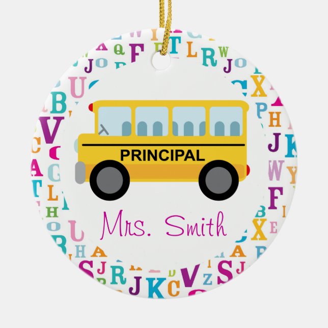 Principal Personalised School Bus Ornament Gift (Front)