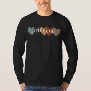 Principal Teacher Hearts Back To School Teach Rain T-Shirt