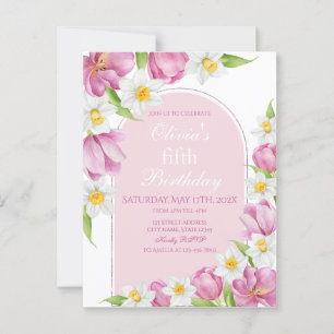 pring Colourful Flower Kids Birthday Postcard