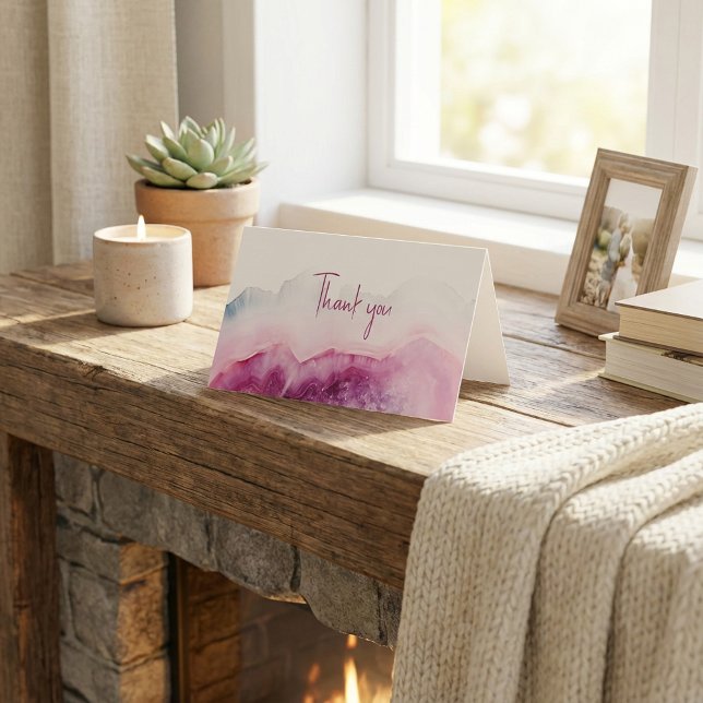 Prink luxury stone effect thank you card (Pink luxury stone effect thank you card.)