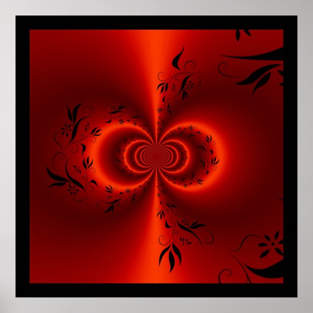 Print Abstract Floral Dream Red & Black (Front)