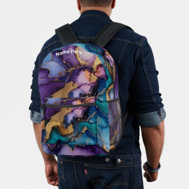 Print All Over Personalised Name Purple Agate  Printed Backpack (Insitu (Model))