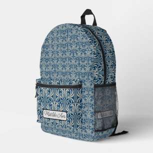 Print Cut Sew Backpack - Art Nouveau Blue Design
