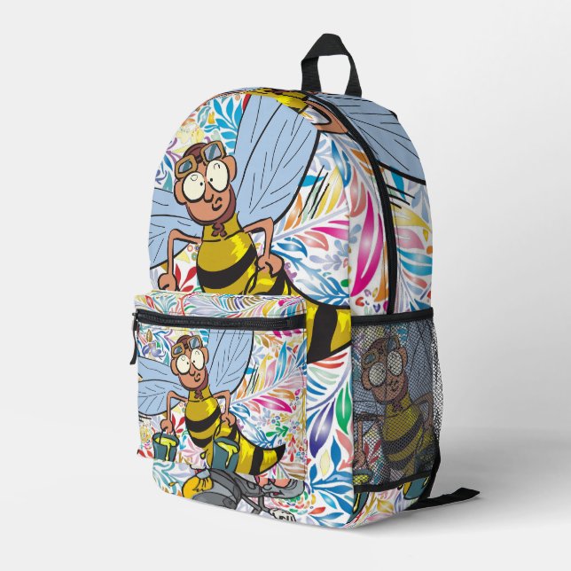 Print Cut Sew Bag Floral Bumblebee Painting (Back Corner Right)