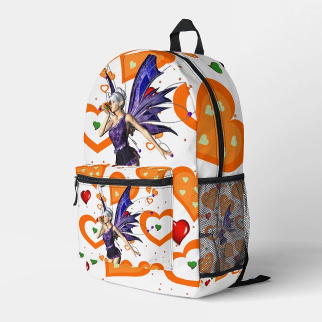 Print Cut Sew Bag Floral Fairy Orange Hearts  (Back Corner Right)