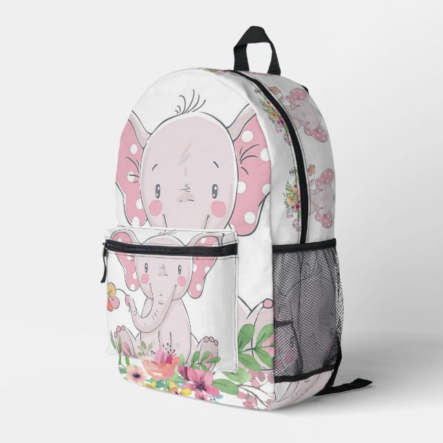 Print Cut Sew Bag Pink Elephant Floral (Back Corner Right)