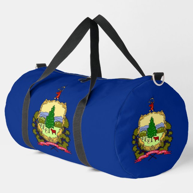 Print Cut Sew Bag, Vermont State flag Duffle Bag (Left Corner)