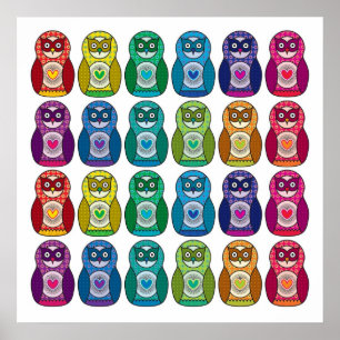 Print - Cute Rainbow Matryoshka Owl