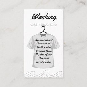 Print Direction Shirt Washing Care Instructions Business Card