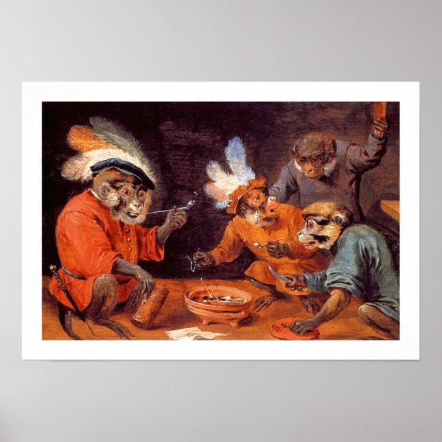 Print: Monkey Tavern Vintage Art Poster (Front)