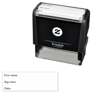 Print Name Sign Here and Date Business Self-inking Stamp