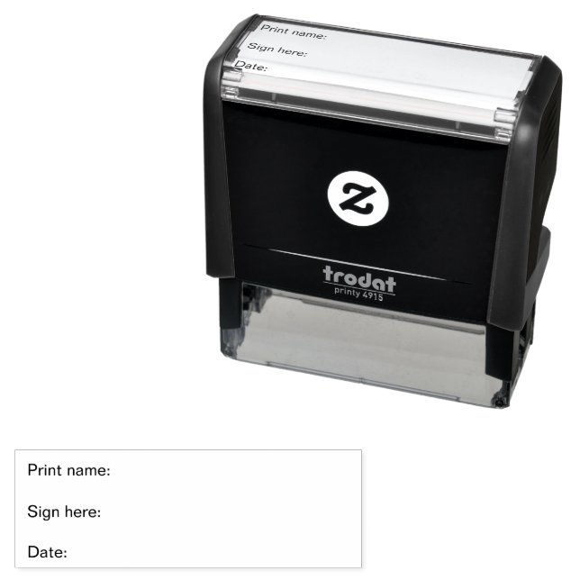 Print Name Sign Here and Date Business Self-inking Stamp (In Situ)