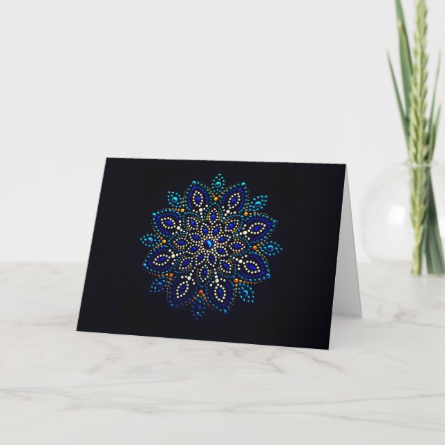 Print of Hand Painted Mandala Blank Note Card (Front)