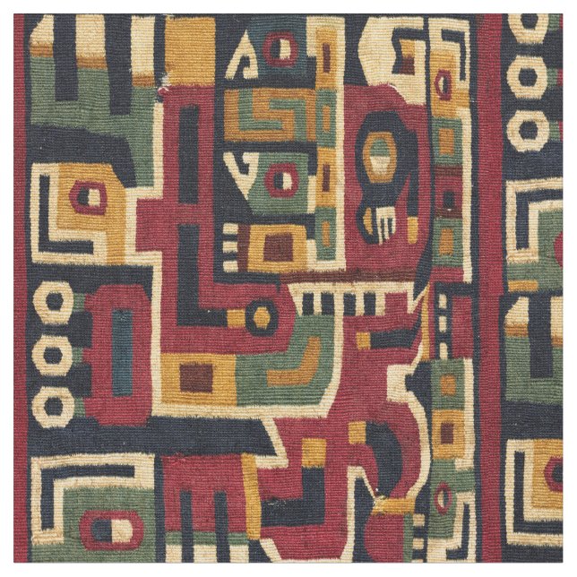 Print of Pre-Columbian Central Andes Wari Pattern Fabric (Close Up)