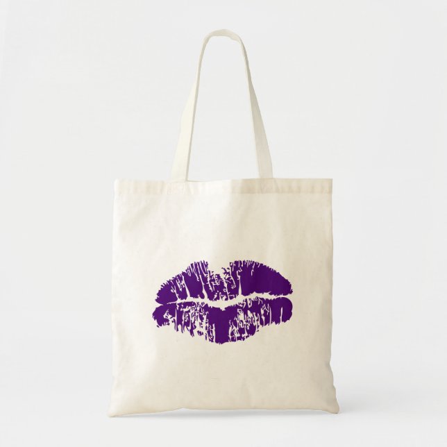 Print Of Purple Lips Tote Bag (Front)