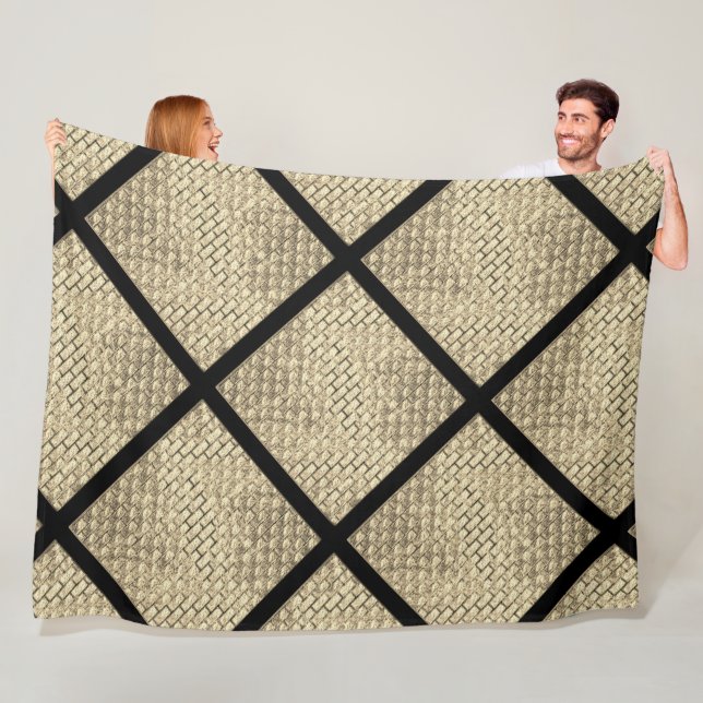 Print of rustic design of brick wall beige fleece blanket (In Situ)