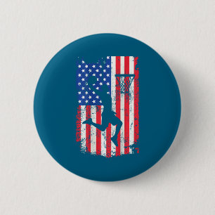 Print on back basketball usa american flag 4th of 6 cm round badge