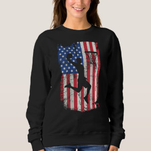 Print On Back Basketball USA American Flag 4th Of  Sweatshirt