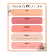 Print on Demand Small Business Peach Weekly Poster