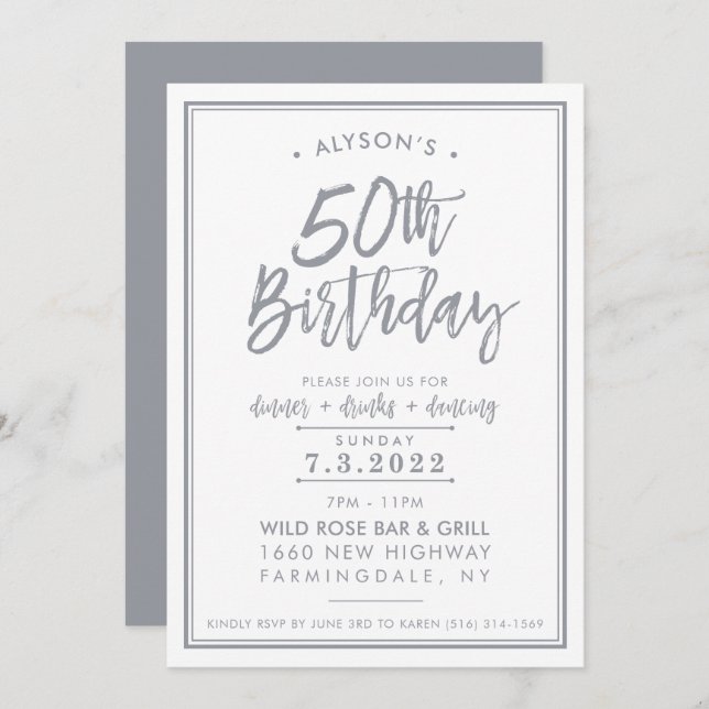 PRINT ORDER for Alyson - 50th Birthday  Invitation (Front/Back)