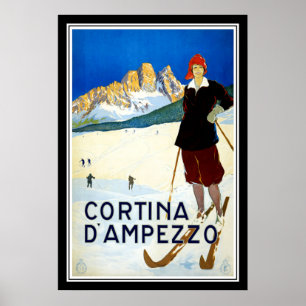Print Retro Vintage Image Travel Cortina d`Ampezzo