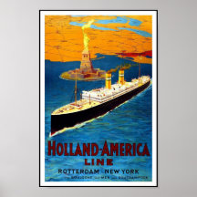 Print Retro Vintage Image Travel Holland - America